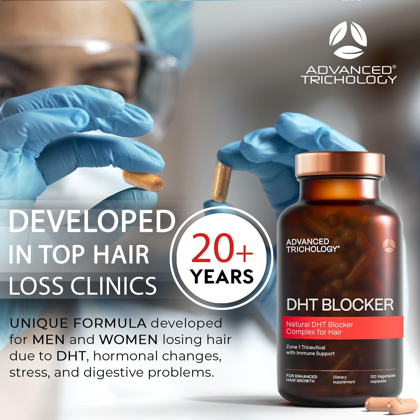 DHT Blocker - Hair Growth Supplement for Genetic Thinning for Men and Women | Guaranteed, Backed by 20 Years of Experience in Hair Loss Treatment Beauty and Personal Care Advanced Trichology