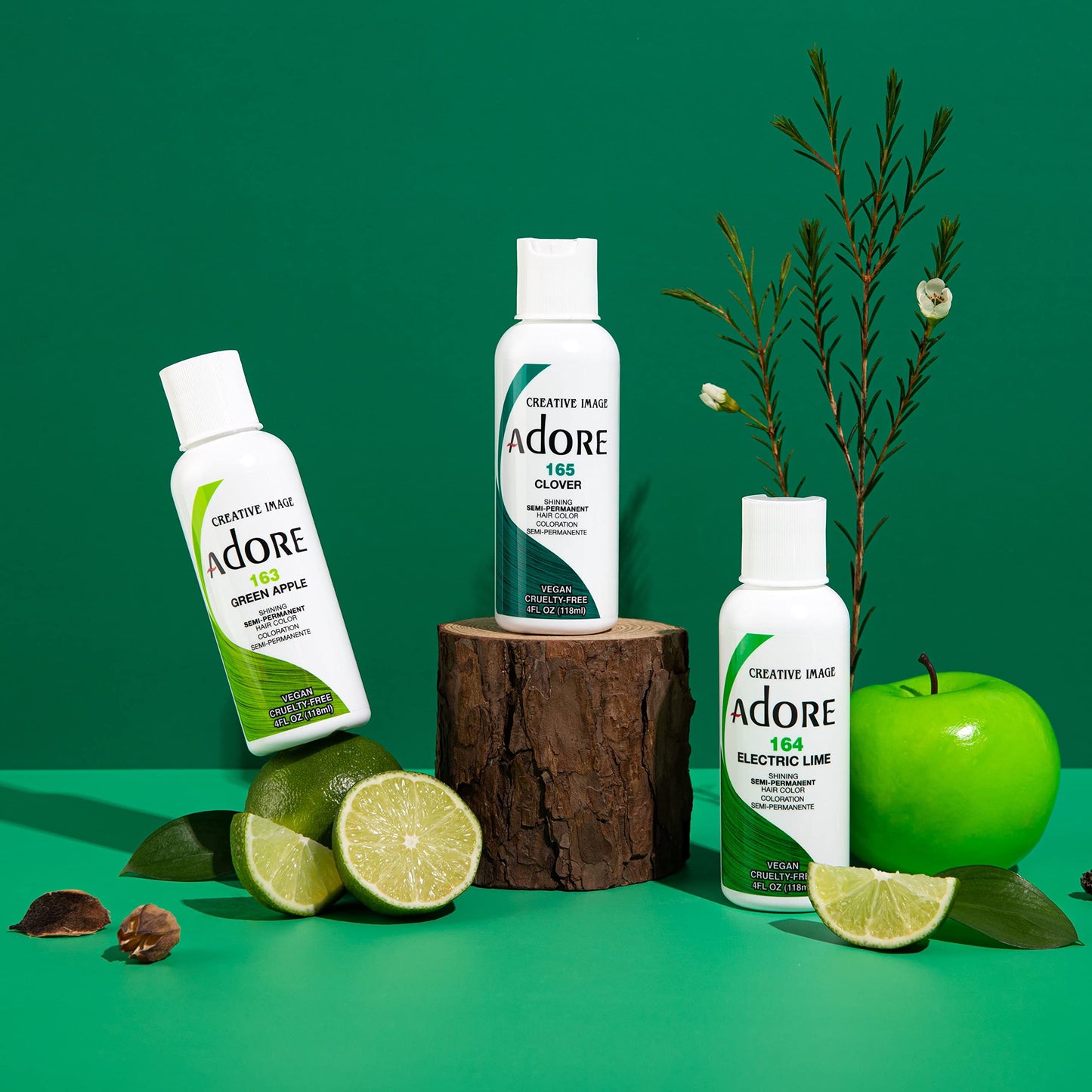 Adore Semi Permanent Hair Color - Vegan and Cruelty-Free Hair Dye - 4 Fl Oz - 165 Clover (Pack of 3) Beauty & Personal Care Adore