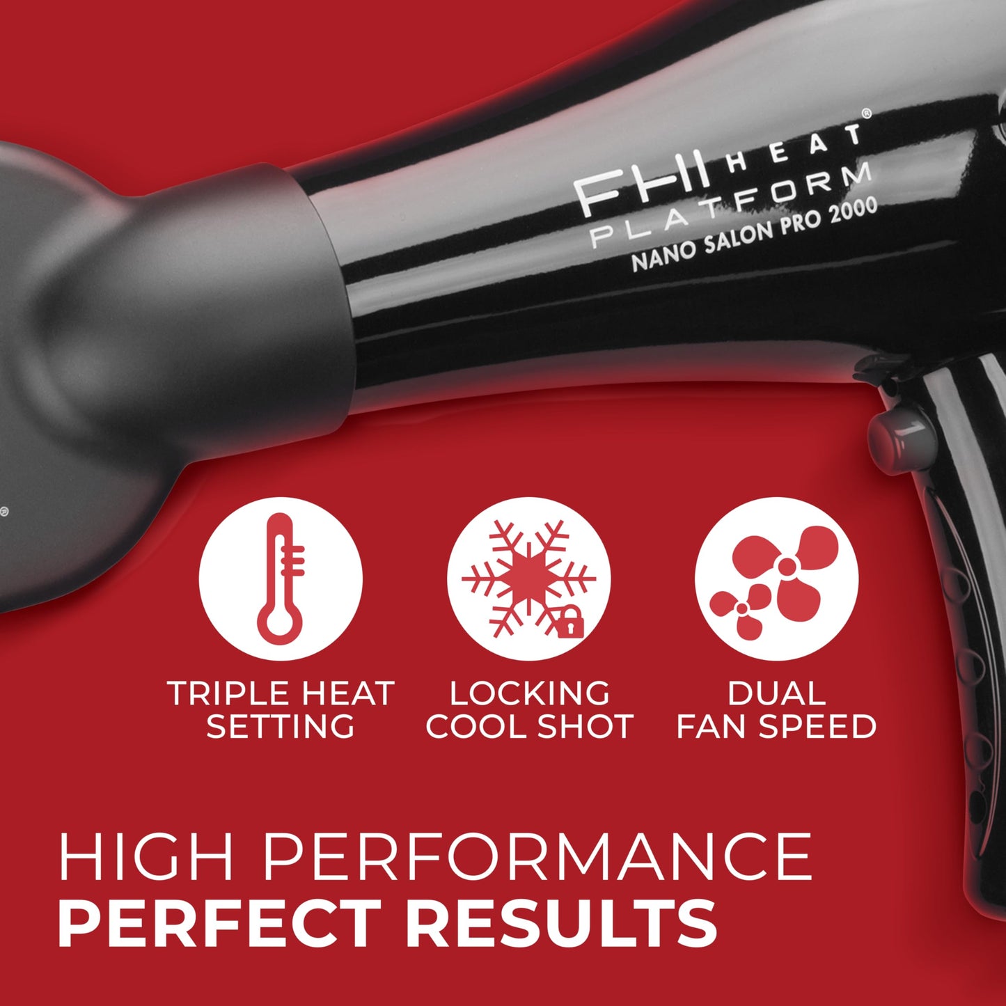 FHI HEAT Platform Nano Power Salon Pro 2000 Tourmaline Ceramic Quick Dry Hair Dryer with 3 Piece Attachment Set (Comb, Concentrator, and Diffuser) Beauty & Personal Care FHI Heat