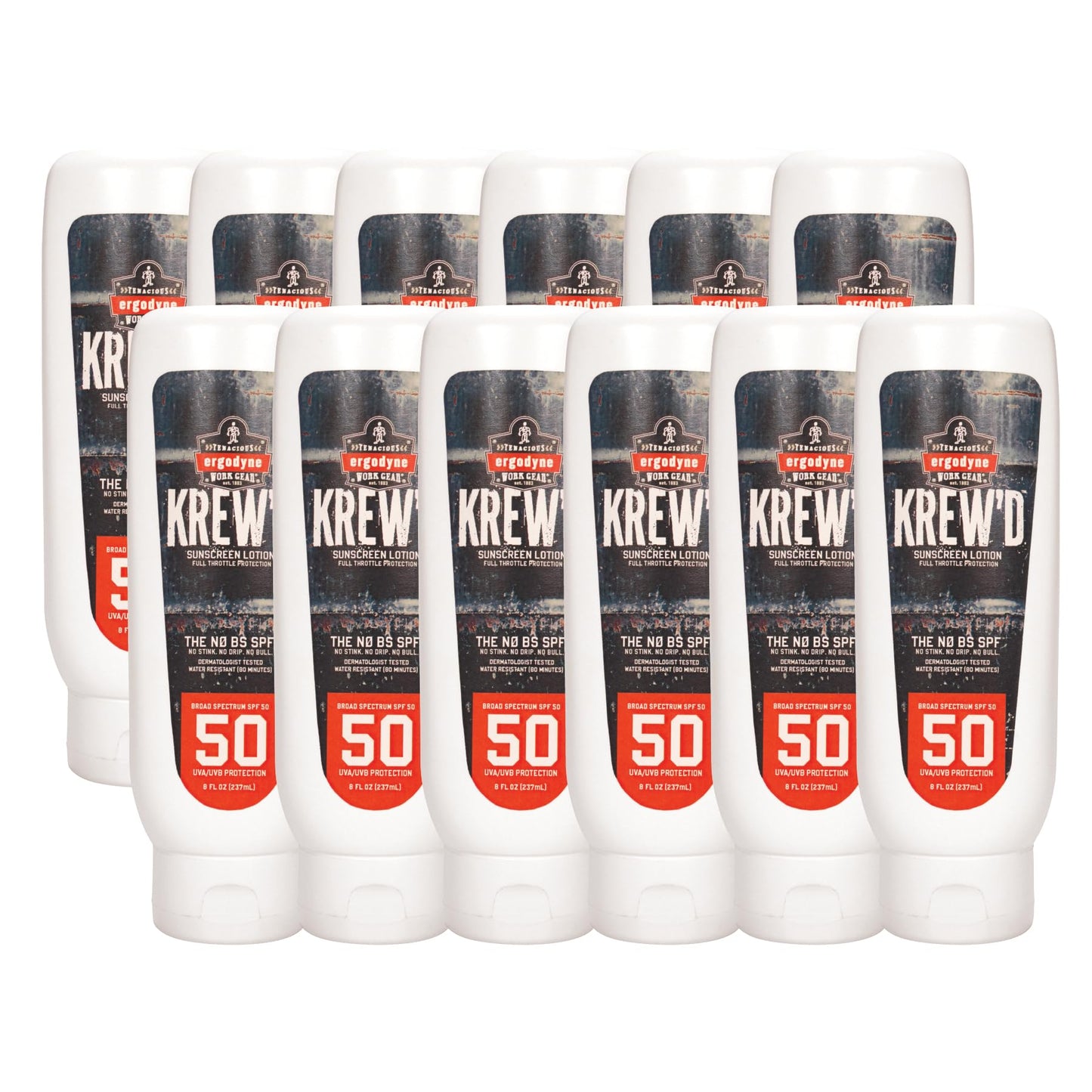 Ergodyne KREW'D 6351 Sunscreen Lotion, Broad Spectrum, SPF 50, 8 oz, 12-Pack Beauty & Personal Care Ergodyne