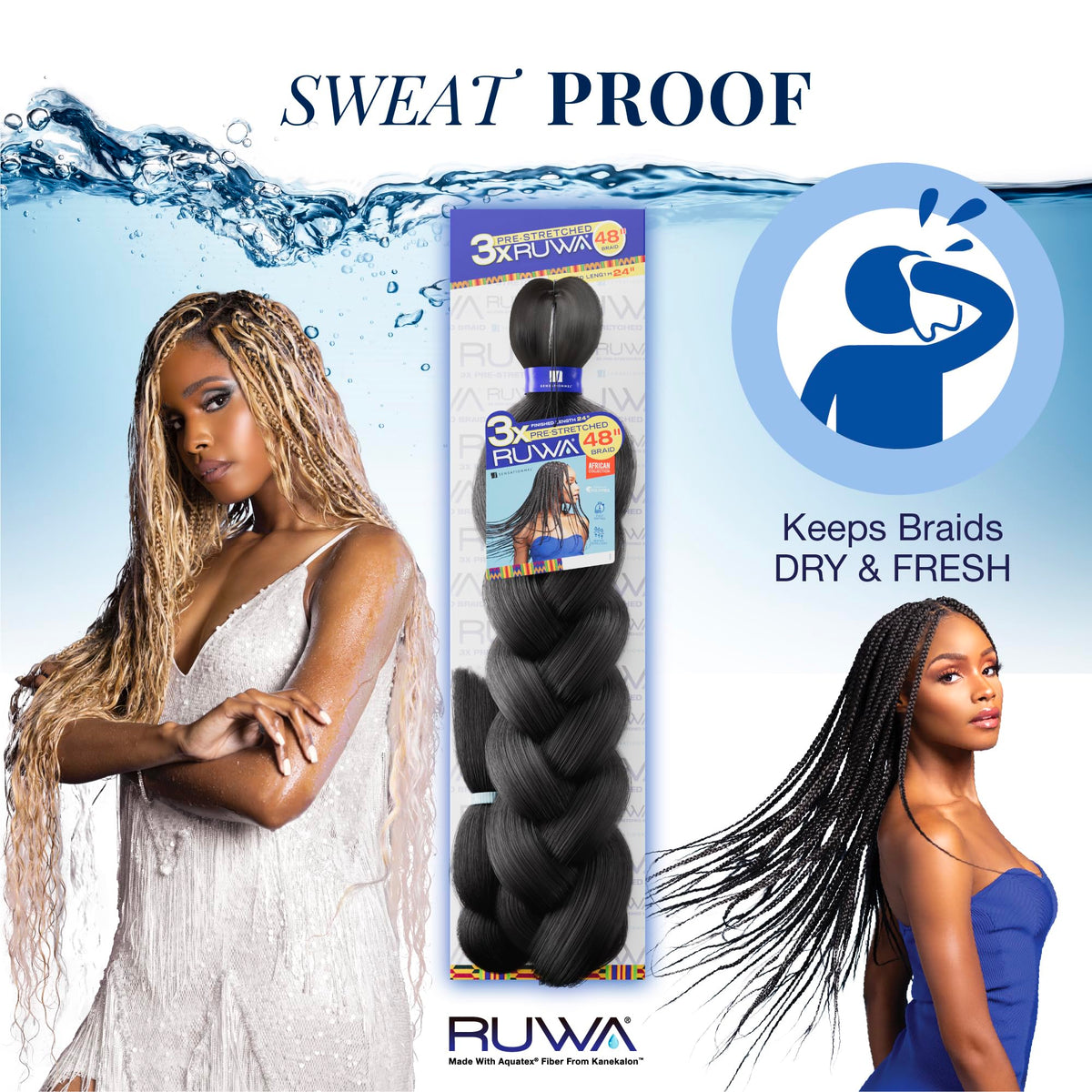 Sensationnel Ruwa Prestretched Braiding Hair-3X 48in,2pk 27 HONEYBLONDE