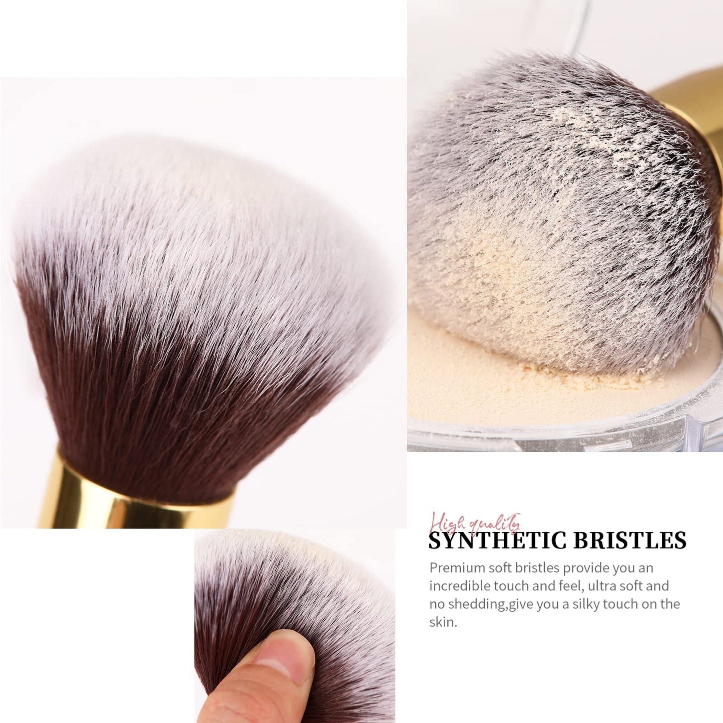 DUcare Makeup Brushes Duo End Foundation Powder Buffer and Contour Brush Synthetic Cosmetic Tools 2Pcs Beauty & Personal Care DUcare