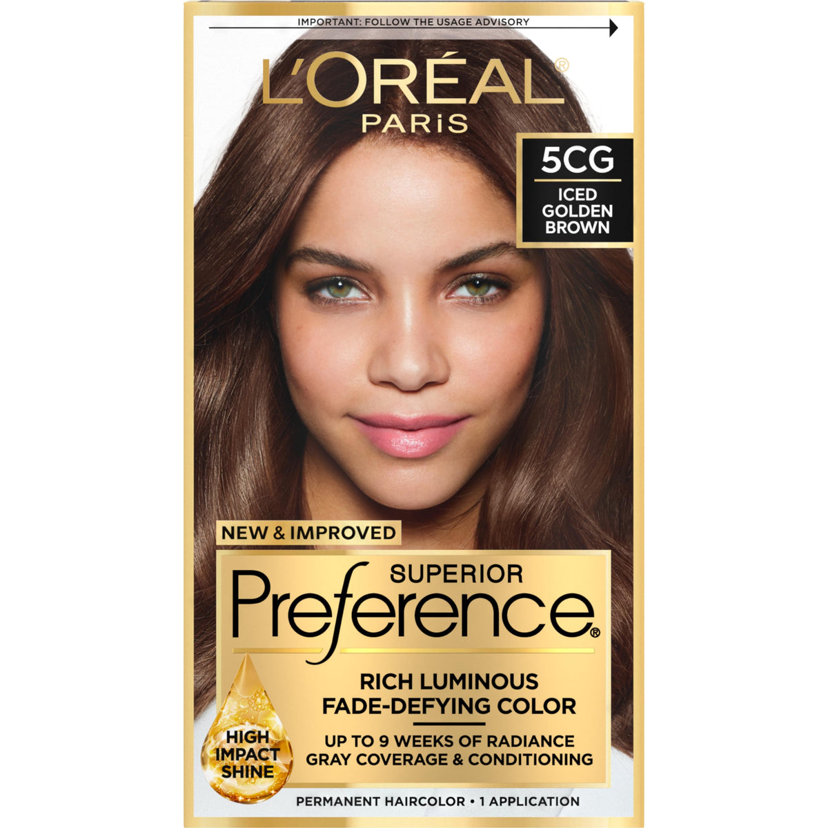 L'Oreal Paris Superior Preference Luminous Fade-Defying Permanent Hair Color, Hair Dye For Up to 9 Weeks of Radiance, Iced Golden Brown 5CG, 1 Hair Beauty & Personal Care L'Oreal Paris