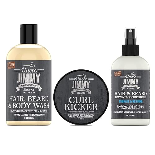 Uncle Jimmy Clean, Condition & Style Regimen for Fine & Medium Hair - 3-Step Hair Care System with Shampoo, Conditioner & Styling Cream - Lightweight Beauty & Personal Care Uncle Jimmy