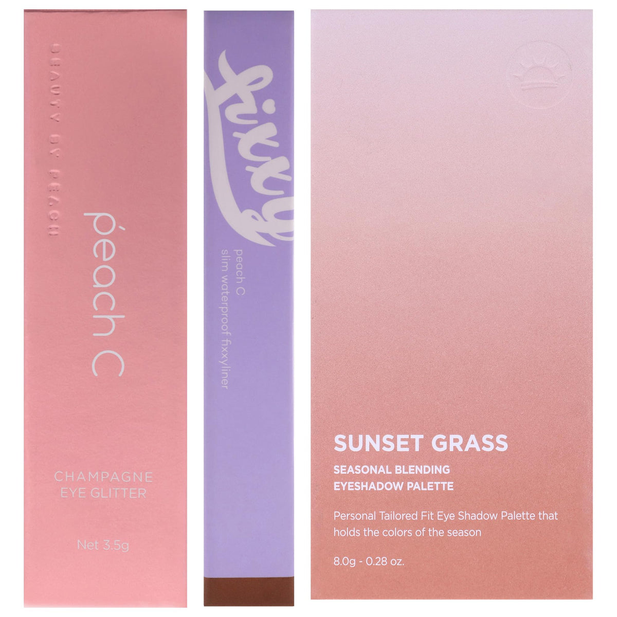 Peach C Kit by Peach C for Women - 3 Pc Kit 0.12oz Eye Shadow - 01 Pure White, 0.04 Eyeliner - 03 Soft Brown, 0.28oz Eye Shadow - 01 Sunset Grass