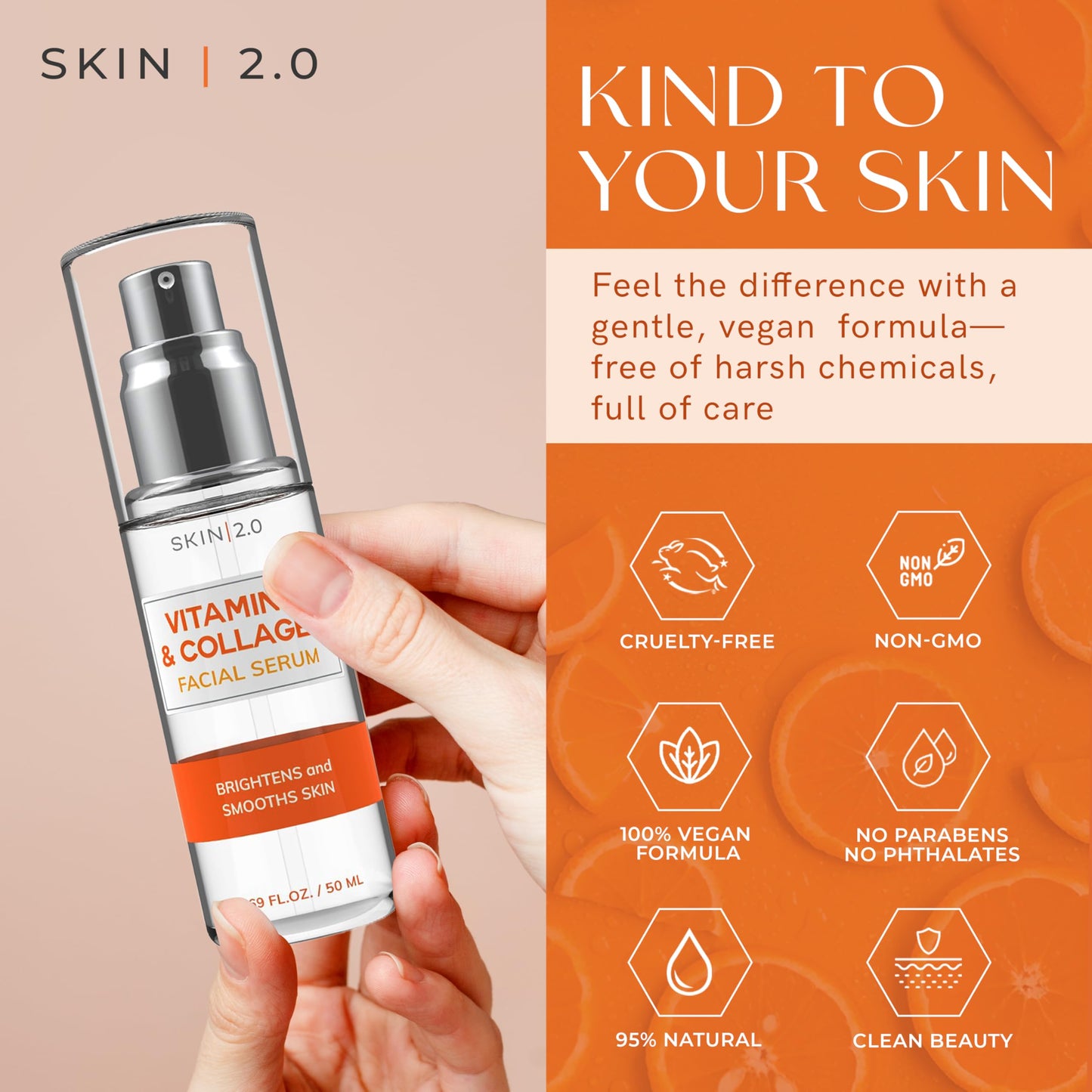 Skin 2.0 Vitamin C Serum - Dermatologist Tested, Anti-Aging & Dark Spot Remover - Brightening, Clean Beauty, Cruelty-Free, Korean Skincare for Glass Beauty & Personal Care Skin 2.0