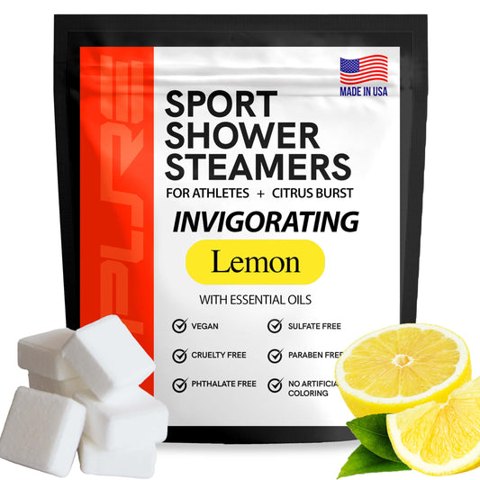 Sport Shower Steamers - USA Made with Natural Lemon Essential Oil, Aromatherapy, Stress and Sinus Relief, Muscle Recovery for Athletes, Best Birthday Beauty and Personal Care Pure Athlete