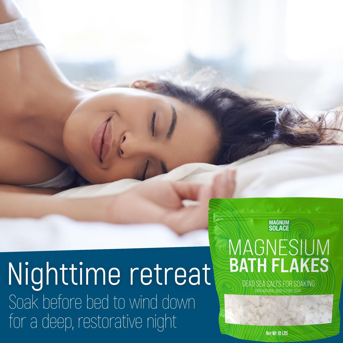 Magnesium Flakes for Bath - Magnesium Chloride Flakes - Dead Sea Salts for Soaking, 10 LBS Beauty & Personal Care Magnum Solace