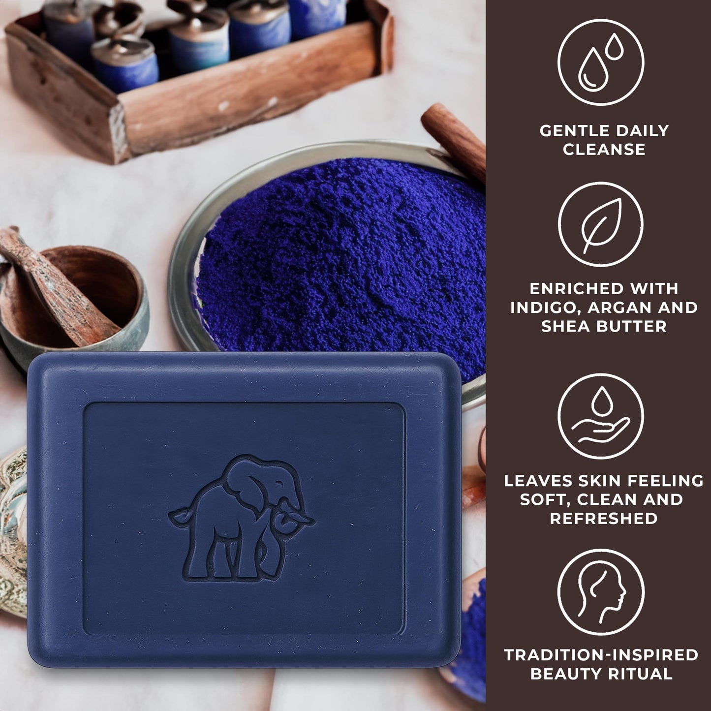 Natural Elephant Nila Bar Soap Cleanser | 3.52oz (100g) | Moroccan Nila Zarka Indigo Beauty & Personal Care Natural Elephant