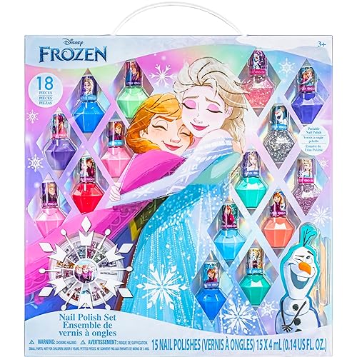 Disney Frozen Non-Toxic Peel-Off Nail Polish Set with Shimmery and Opaque Colors with Nail Gems for Girls Ages 3+, Perfect for Parties, Sleepovers Beauty & Personal Care Townley Girl