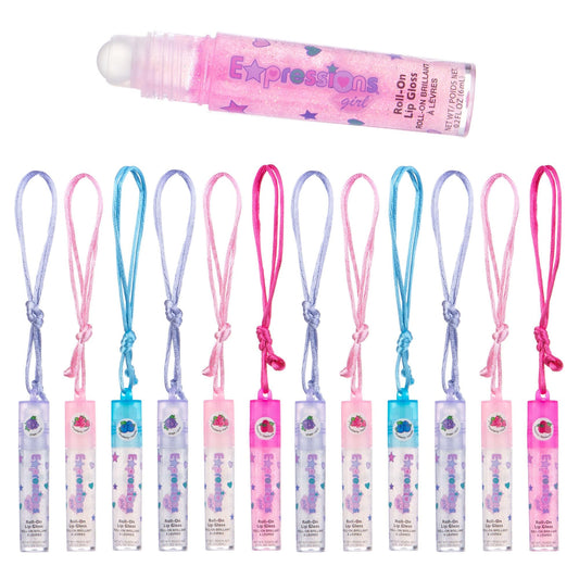 12pc Lip Gloss Necklace, Fruit Flavored Lip Gloss Set, Value Pack, Teen Girls Party Favors, Non Toxic Lip Gloss Necklaces For Girls Beauty & Personal Care EXPRESSIONS