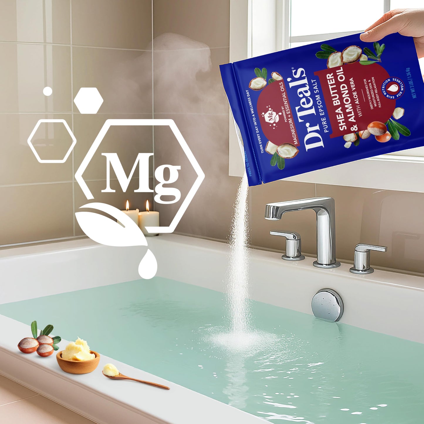 Dr Teal's Epsom Salt Magnesium Soak, Soften & Moisturize with Shea Butter & Almond Oil, 3 lbs Beauty and Personal Care Dr Teal's