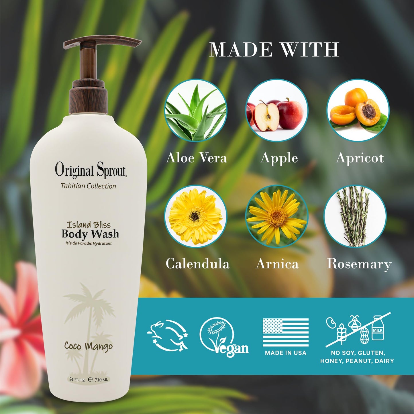 Original Sprout Island Bliss Moisturizing Body Wash for All Skin Types Including Sensitive & Dry Skin, Hydrating Body Wash with Calendula & Rosemary Beauty & Personal Care Original Sprout