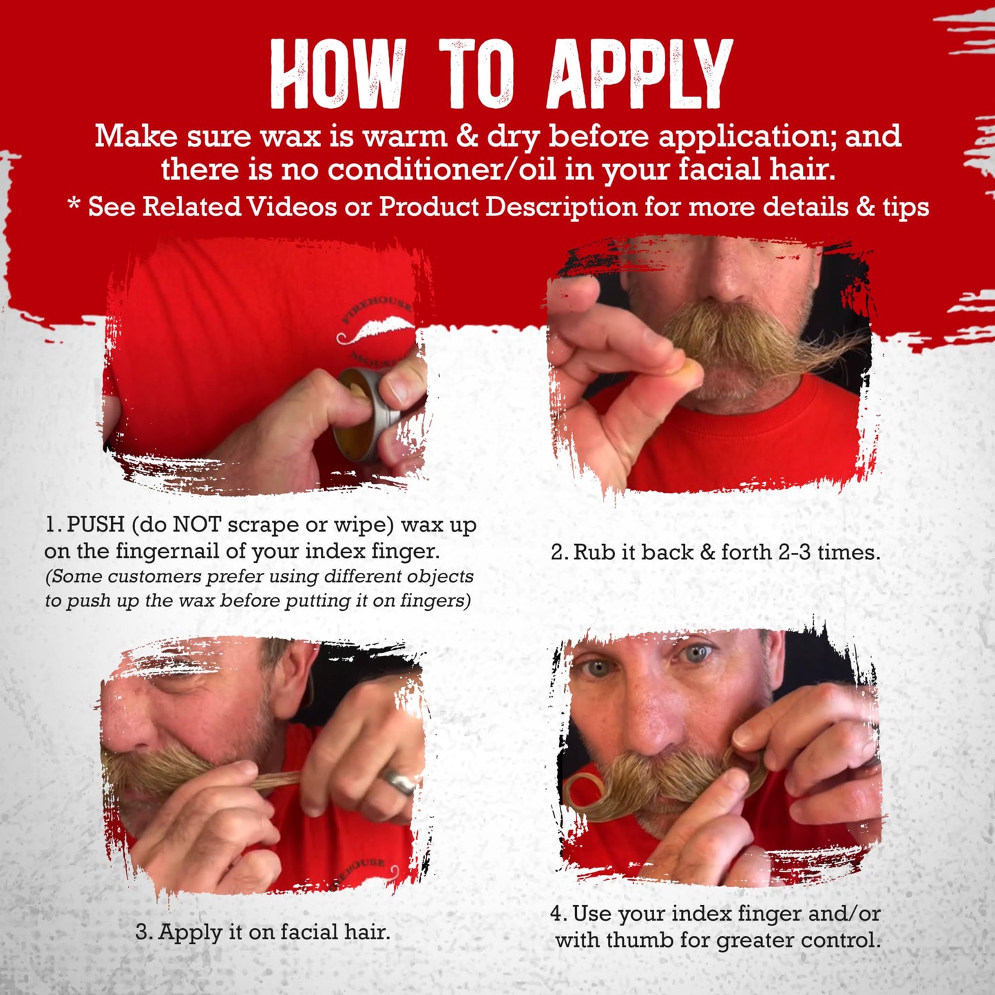 Firehouse Moustache Wax - Made in USA - for Beard & Mustache Shaping - All-Weather, Naturally Scented and Colored Beard Wax (DARK, 1 Ounce Tin) Beauty and Personal Care Firehouse Moustache Wax