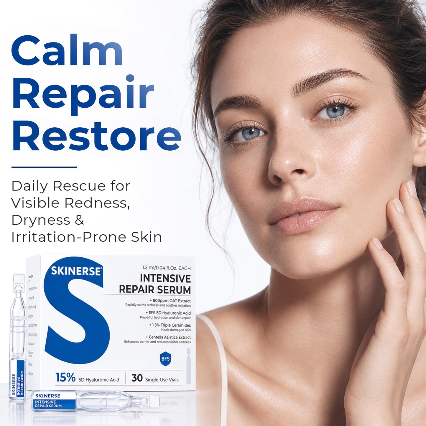 SKINERSE Intensive Repair Serum, 15%Hyaluronic Acid for Sensitive Skin Anti Aging Ultra Hydrating Serum for Face Calming Barrier Repair Redness Relief Beauty & Personal Care SKINERSE