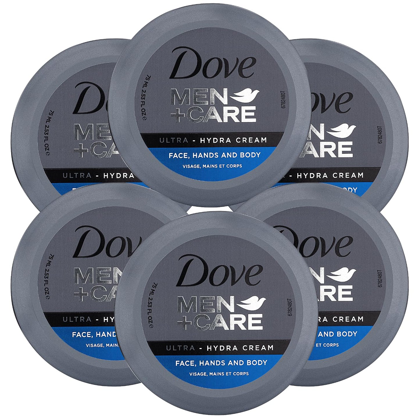 Dove Men+Care Ultra Hydra Cream, Face, Hands and Body Care, All Skin Types, 6 Pack of 2.53 Oz Each Beauty and Personal Care Dove
