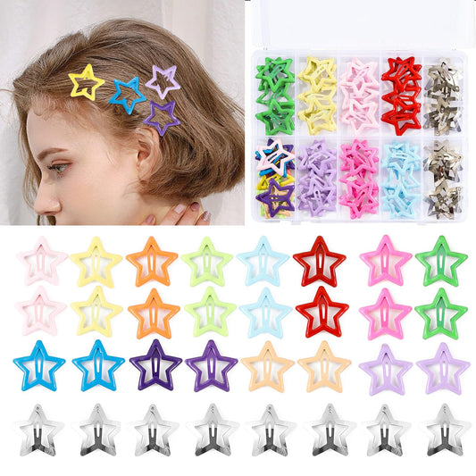 Secmity 55pcs 1.22" Star Hair Clips Cute Hair Clips for Girls Colorful Metal Snap Hair Barrettes for Women Star Hair Accessories for Daily Party Beauty and Personal Care Secmity Default Title