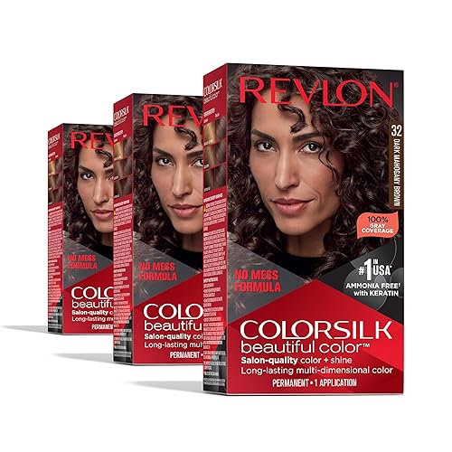 Revlon Colorsilk Beautiful Color Permanent Hair Color, (OLD VERSION) 32 Dark Mahogany Brown (Pack of 3) Beauty & Personal Care REVLON