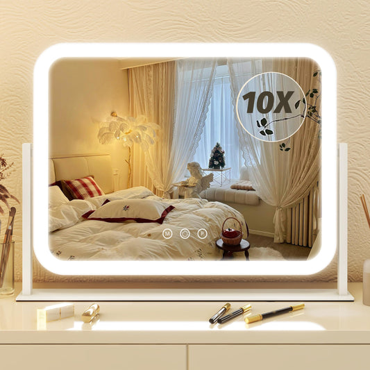 FENNIO Vanity Mirror with Lights 17''x13'' Makeup Mirror with Lights,Vanity Mirror Touch Screen with 3-Color Lighting,Dimmable,for Vanity Desk Beauty and Personal Care FENNIO Default Title
