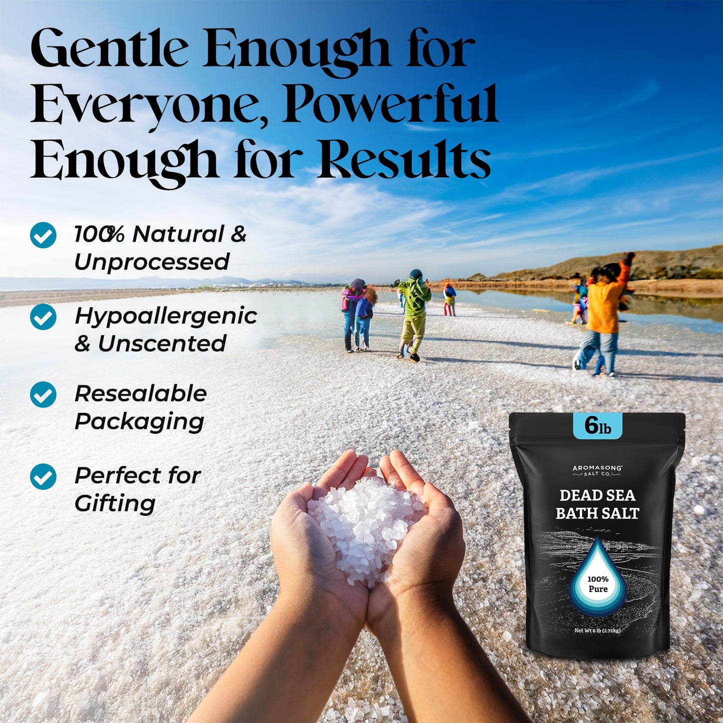 Aromasong Dead Sea Salt Bath Soak 6 Lbs. Bulk Pack - 100% Natural Dead Sea Salts for Soaking, Relaxation, and Detoxification of Skin, Dead Sea Salts Beauty & Personal Care Aromasong