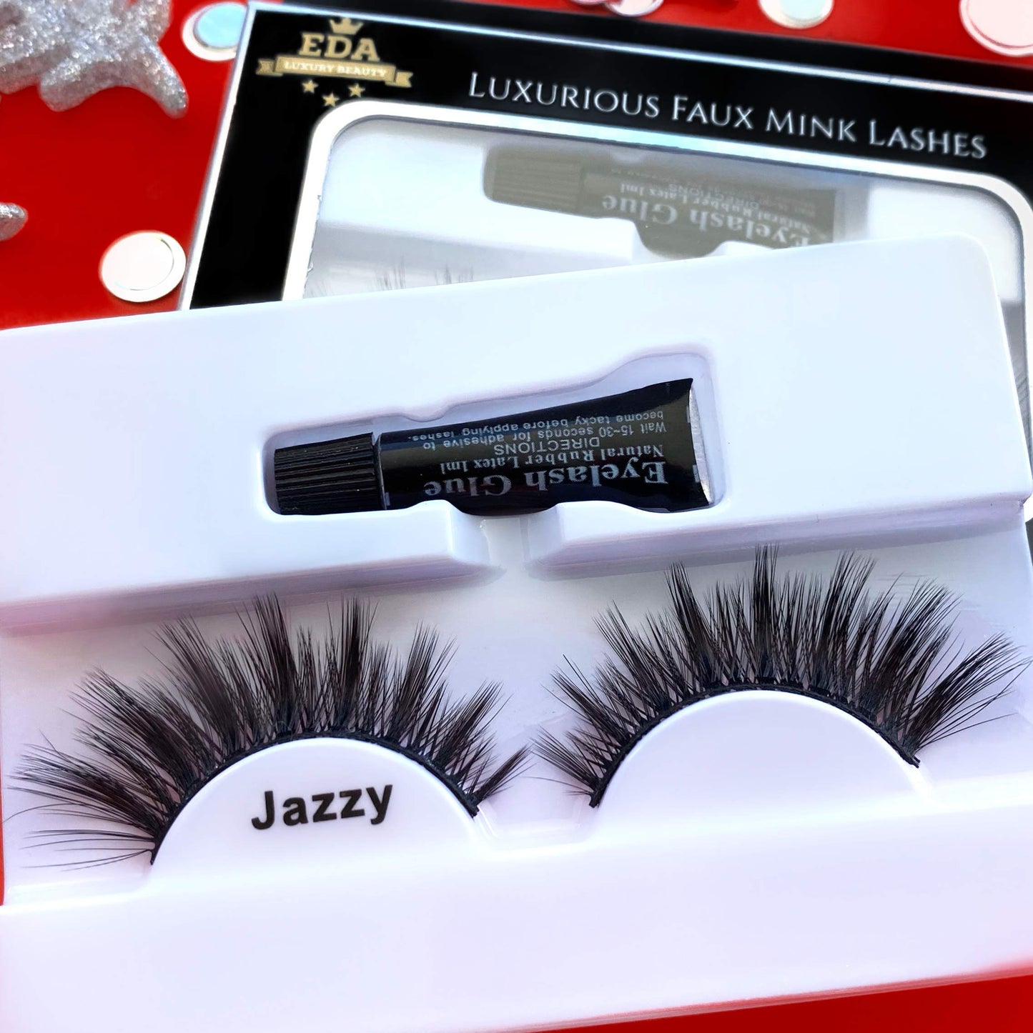 EDA LUXURY BEAUTY JAZZY 3D Faux Mink False Lashes | Full Dramatic Volume | Extra Long Length | Eyelash Extensions | Intense Layered Spiky Cat Eye Beauty & Personal Care EDA LUXURY BEAUTY