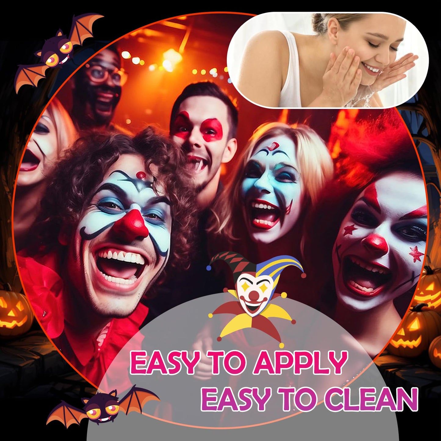 Black White Red Halloween Face Body Paint Kit,Clown Wheel Face Contour SFX Makeup Palette,Professional Waterproof Clown Face Painting Makeup Kit Beauty & Personal Care DWDiWen