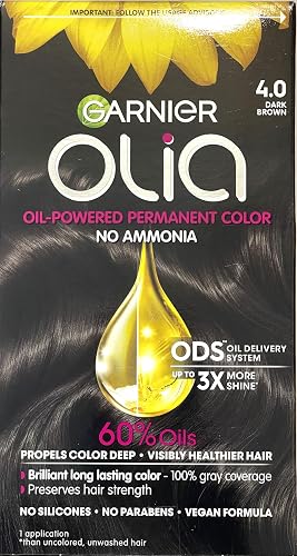 Garnier Olia Ammonia Free Hair Color [4.0] Dark Brown 1 ea (Pack of 4) Beauty & Personal Care Garnier