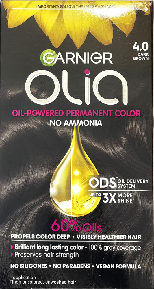 Garnier Olia Ammonia Free Hair Color [4.0] Dark Brown 1 ea (Pack of 3) Beauty & Personal Care Garnier