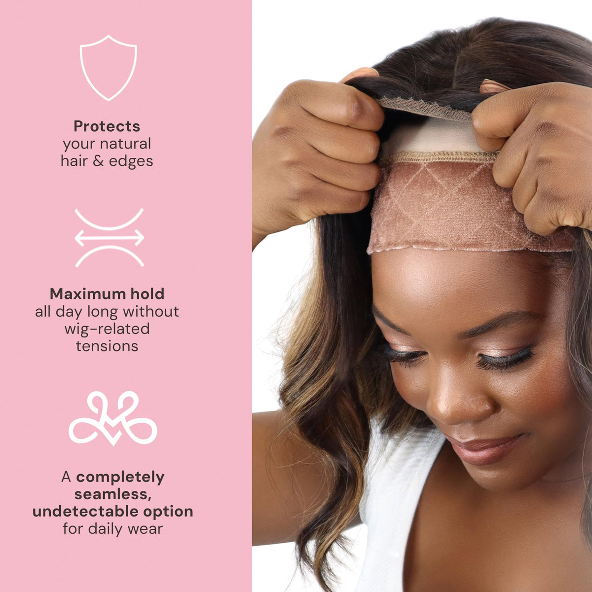 Milano Collection GripCap for Women, 2 in 1 Wig Cap with Grip Band Plus Wig Cap for Lace Frontals, Fully Adjustable, Comfortable, and Breathable