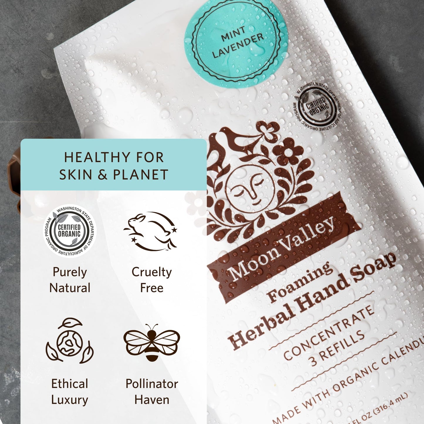 Moon Valley Foaming Hand Soap Refill Pouch, Two-Pack Mint Lavendar Soap, Vegan and Non-GMO, Environmentally Friendly Option Beauty & Personal Care Moon Valley Organics