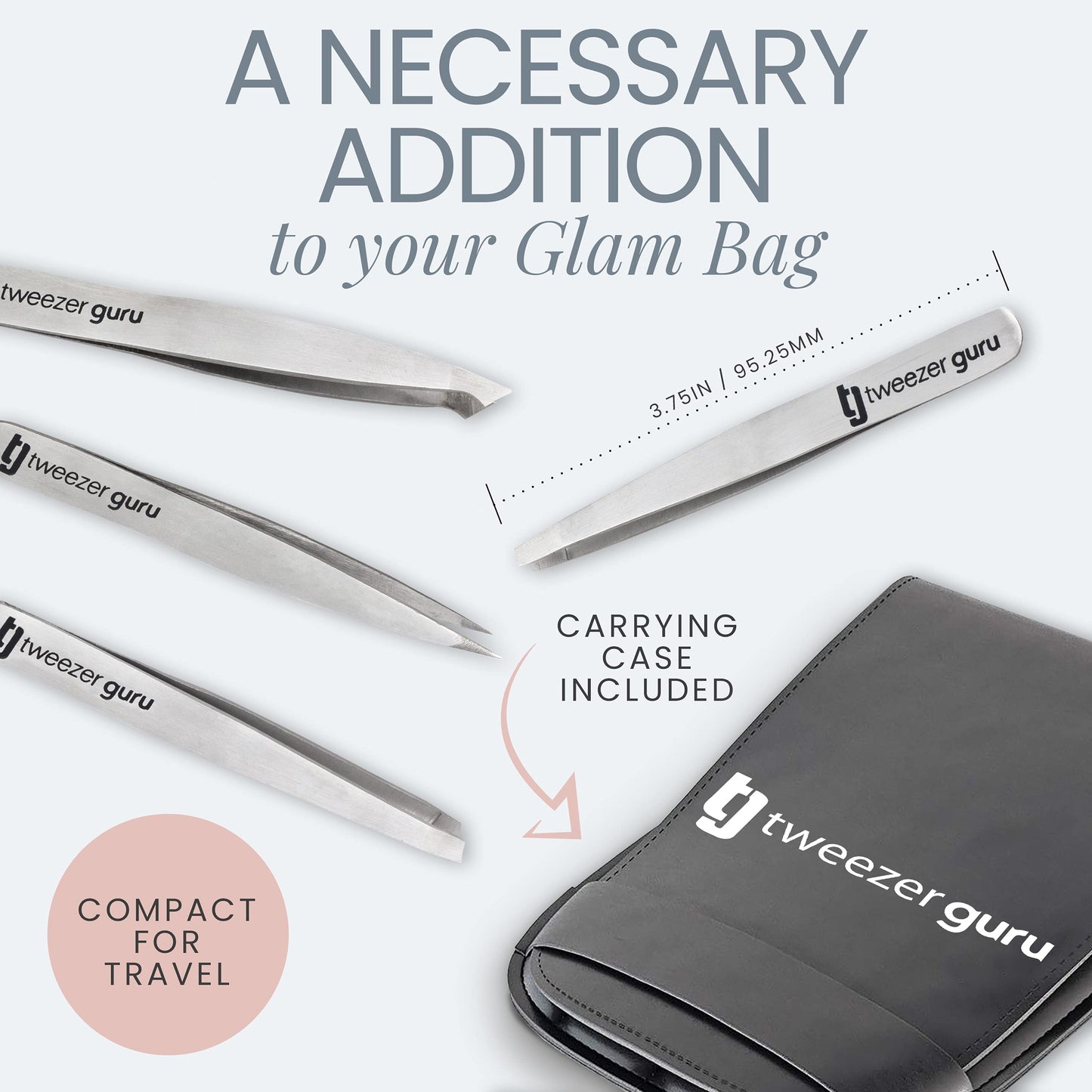 Tweezer Guru Eyebrow Tweezer Set for Women & Men - Professional Slant and Pointed Tweezers Set with Case - Precision Tweezers Kit for Facial Hair Beauty & Personal Care TWEEZER GURU