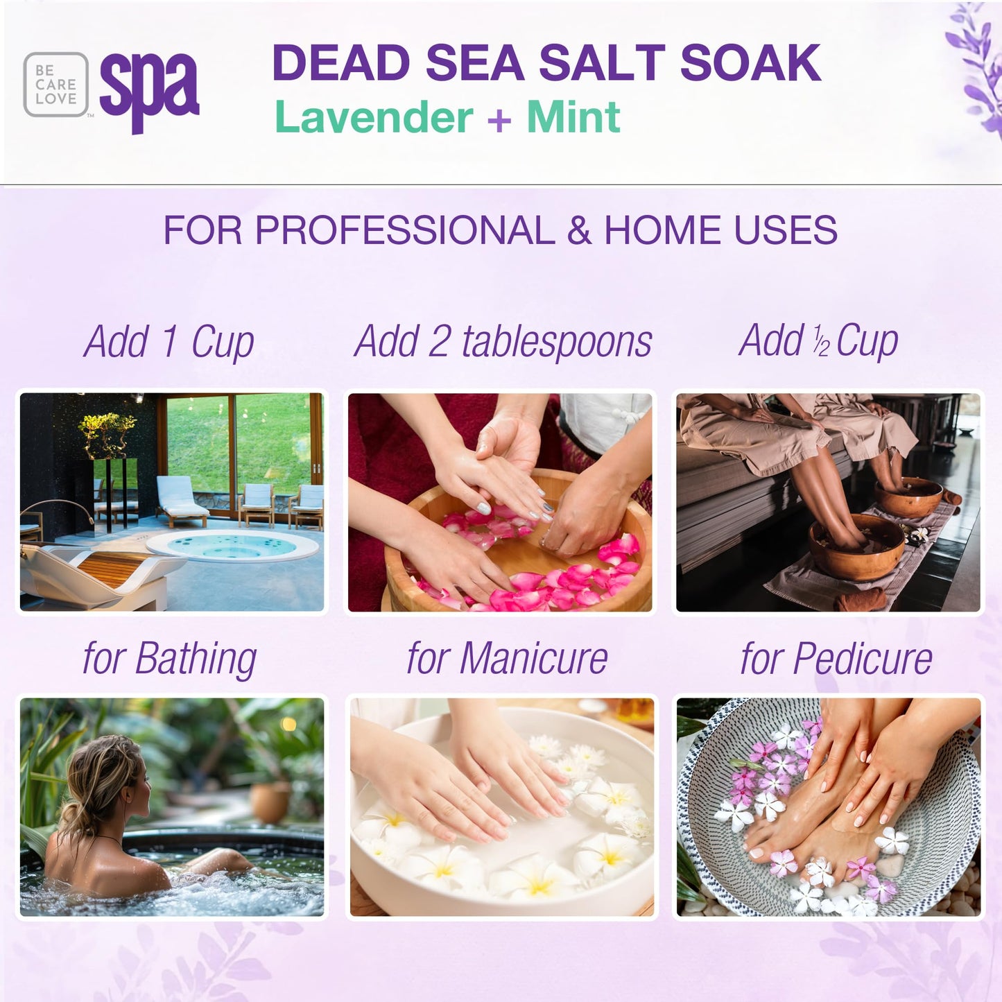 BCL SPA Dead Sea Salt Soak - Bath Salt with Organic Lavender + Mint, Shae Butter, Arnica, Aloe Vera Juice, Chamomile, Argan Oil & Jojoba Oil Skin Beauty and Personal Care BCL SPA