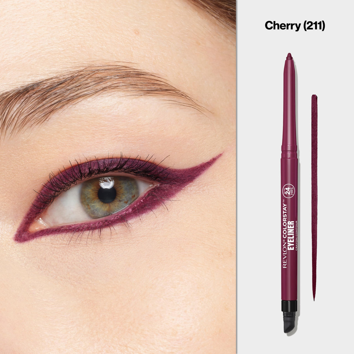 REVLON ColorStay Pencil Waterproof Eyeliner, Smudge-Proof, Eye Makeup with Built-In Sharpener, 211 Cherry, 0.01 oz Beauty & Personal Care REVLON