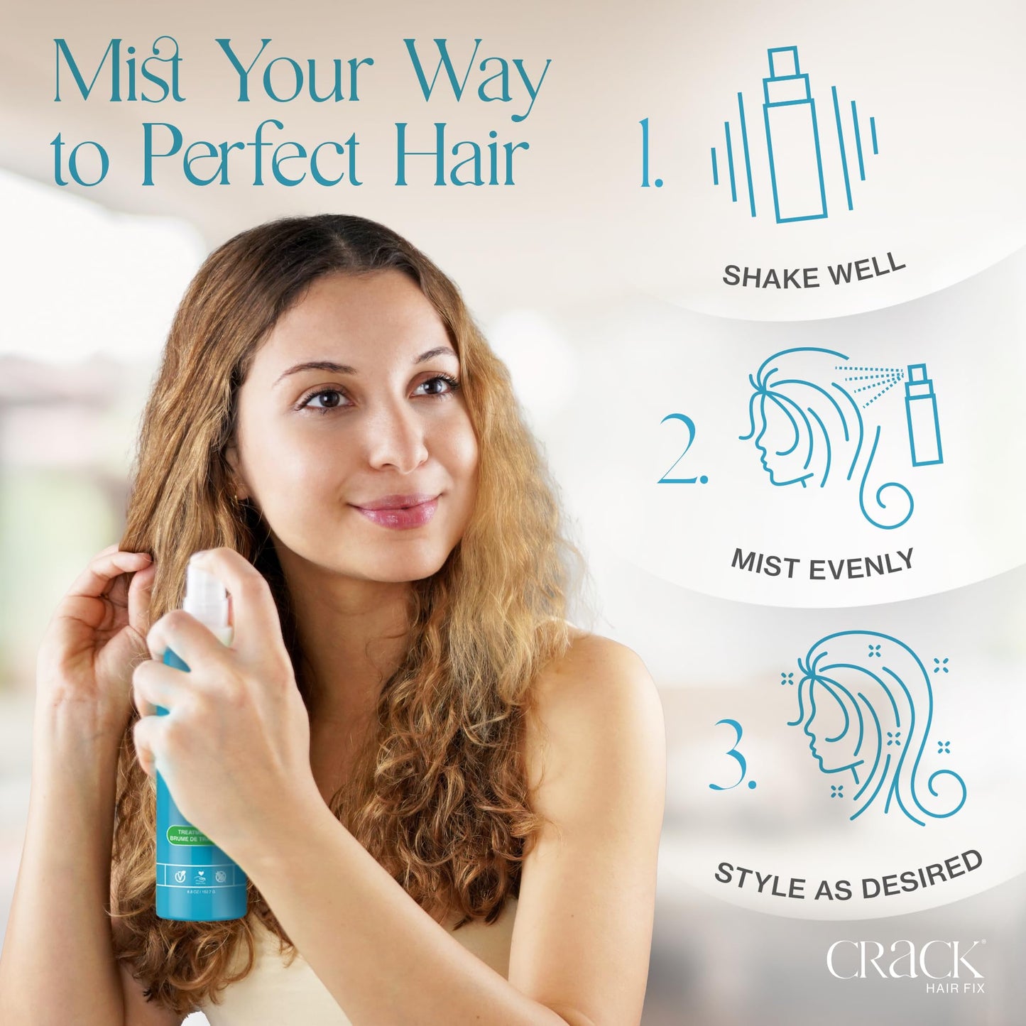 Crack HAIR FIX Mist Spray - Moisturizes & Protects Hair From Dryness & Thermal Damage, Improves Texture - 6 oz Beauty & Personal Care Crack