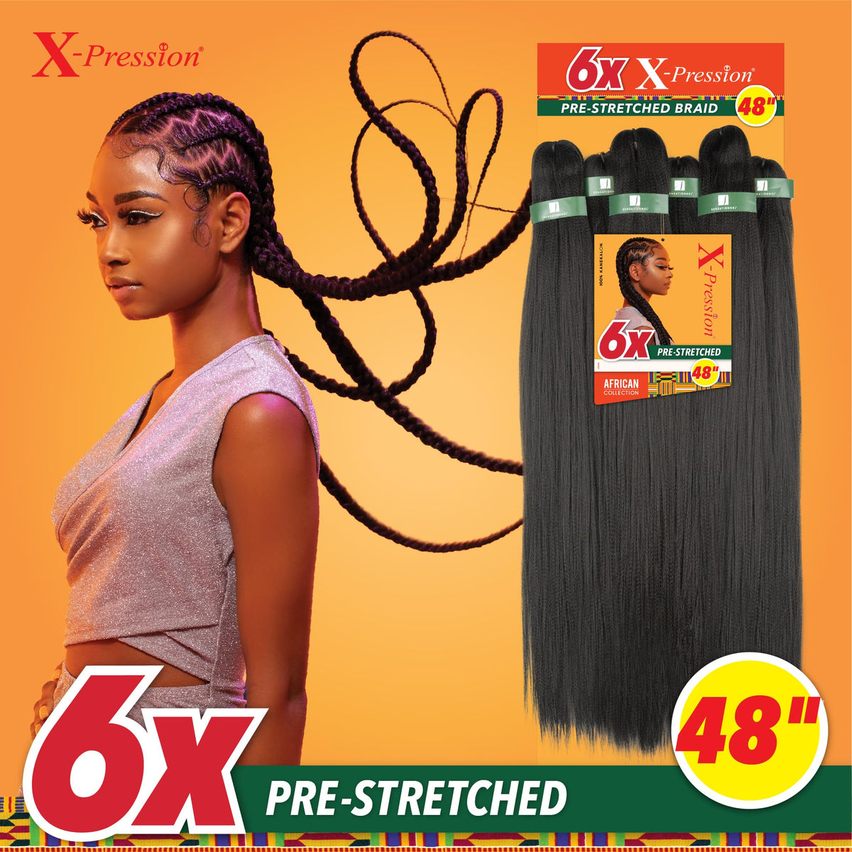 Sensationnel X-Pression Prestretched Braids-6X Braid 48in,30 LIGHTAUBURN