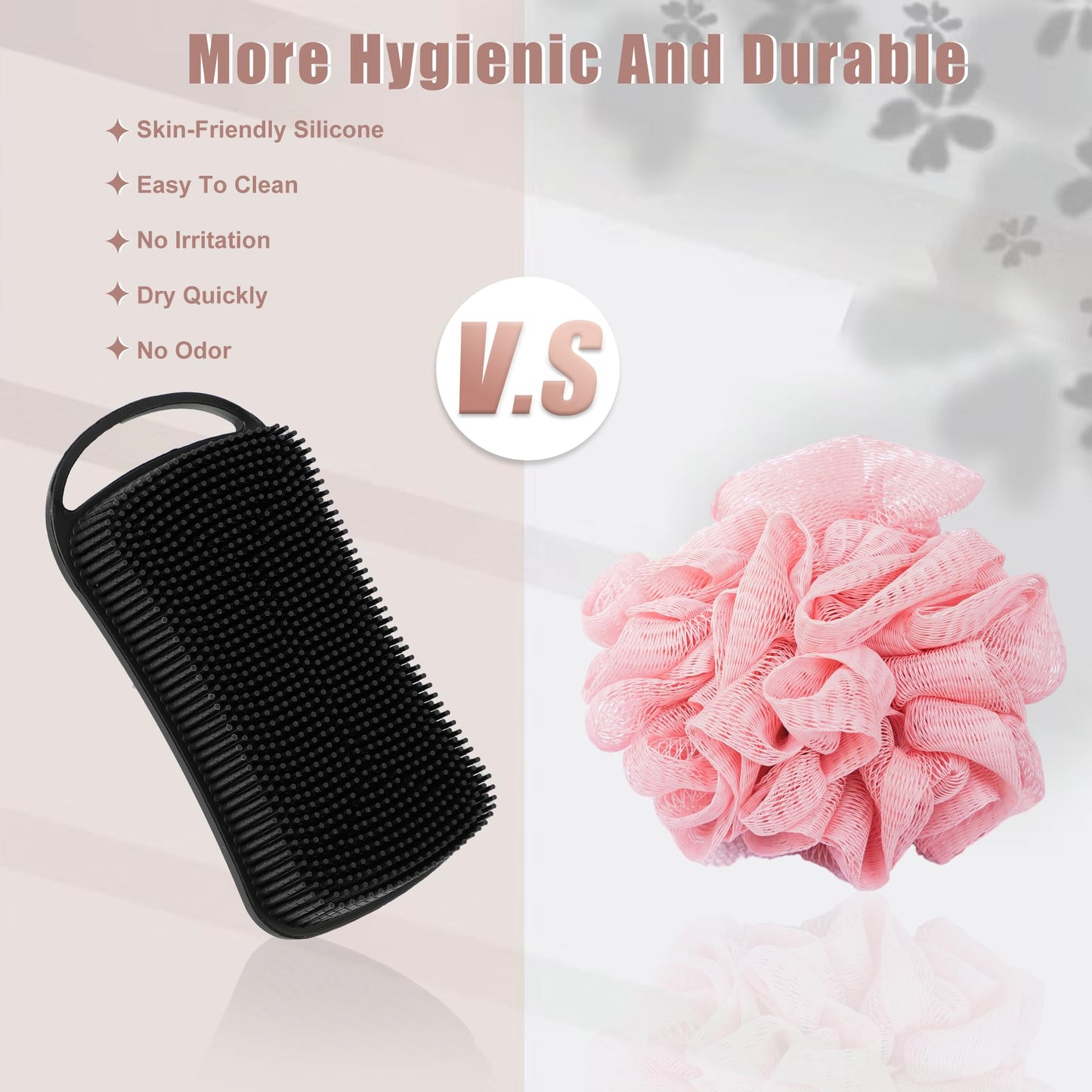 VOCOSTE Silicone Body Scrubber, 2 in 1 Body Brush Hair Scalp Massager, Soft Body Scrubbers for Use in Shower, Lathers Well Exfoliating Body Scrubber Beauty and Personal Care VOCOSTE