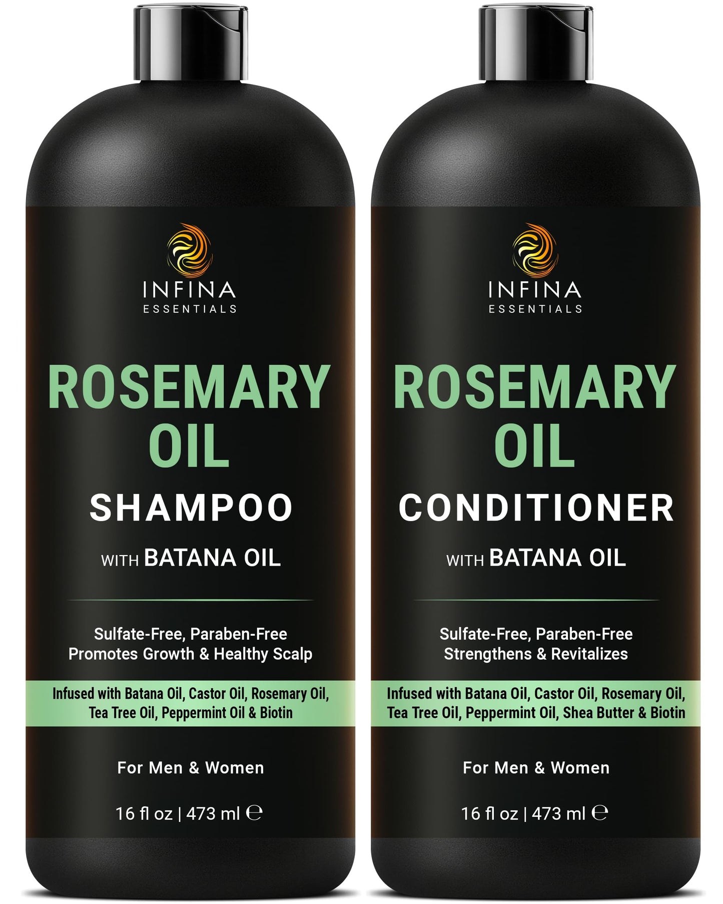 INFINA ESSENTIALS Rosemary Oil Shampoo and Conditioner Set | 16 fl oz Each | with Batana Oil & Biotin | Sulfate-Free Thickening Formula for Thinning Beauty & Personal Care INFINA ESSENTIALS