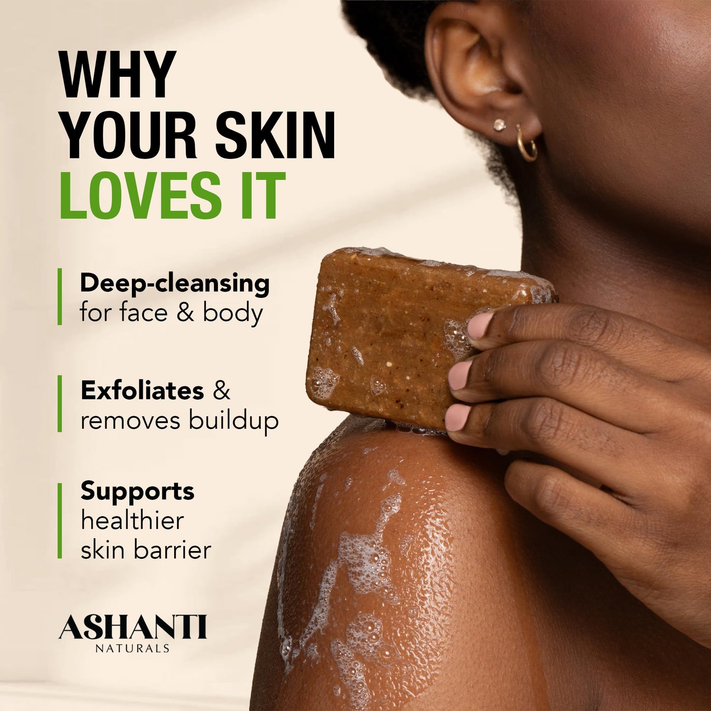 Ashanti Naturals African Black Soap Bar | Scented Natural Black Soap with Raw Shea Butter and Coconut Oil - 2pk 4oz Bars (Lemongrass) Beauty & Personal Care Ashanti Naturals