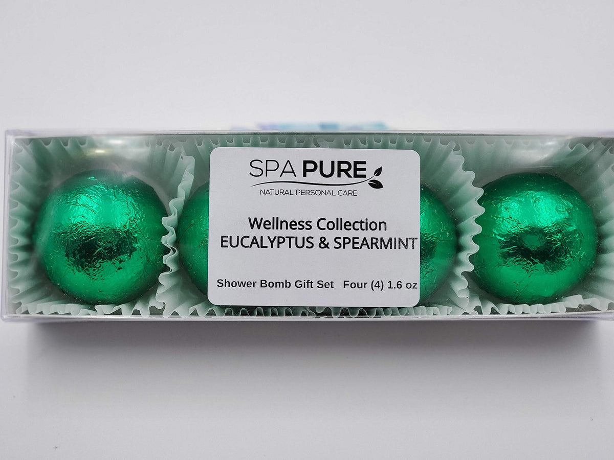 SPAPURE Wellness Collection Eucalyptus Spearmint - (4-Pack) Aromatherapy Fizzing Shower Bombs by Spa Pure Beauty & Personal Care Spa Pure