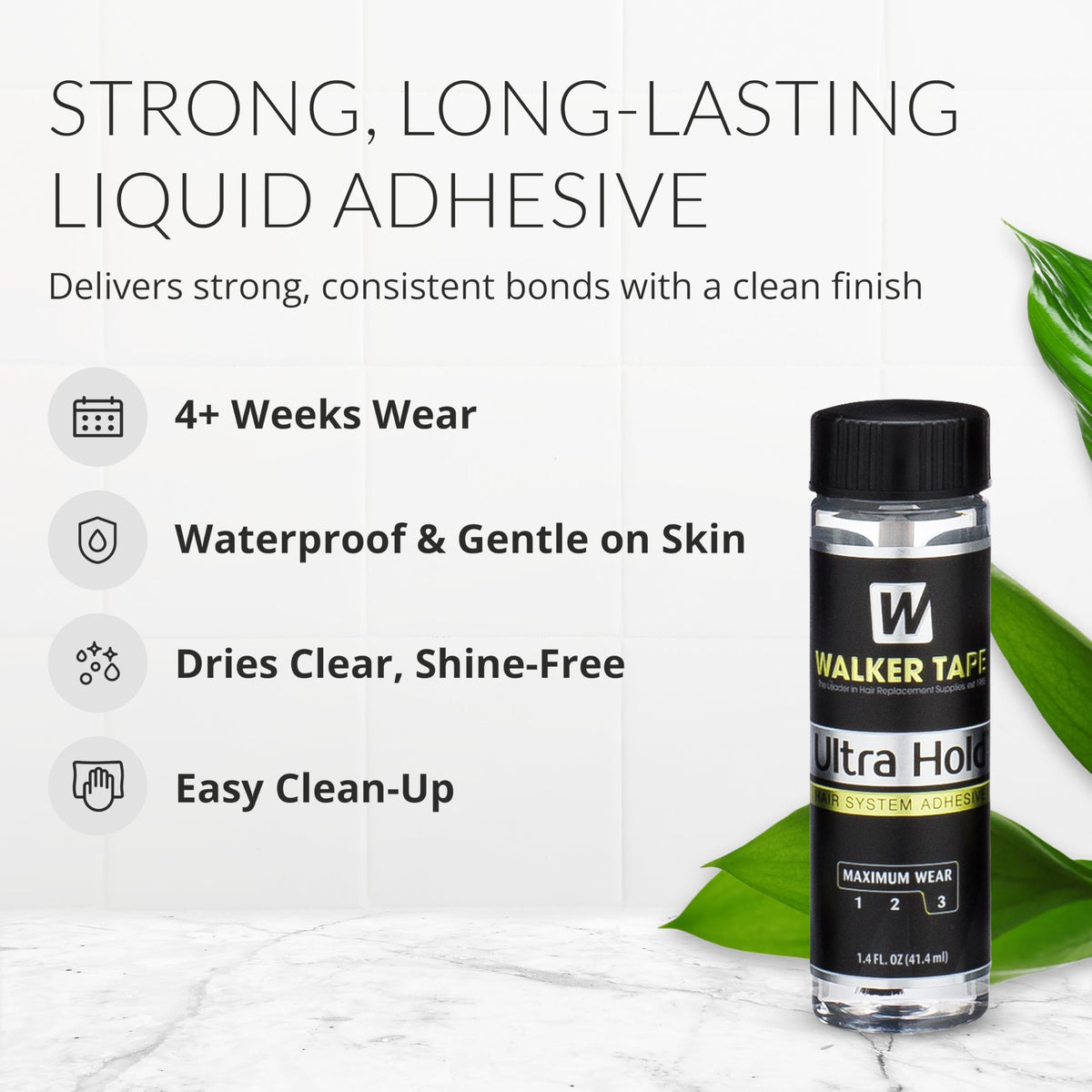 Walker Tape Ultra Hold Brush-On Adhesive, Waterproof Wig Glue for Lace Systems and Tape in Hair Extensions Human Hair, Strong Long Lasting Bonding