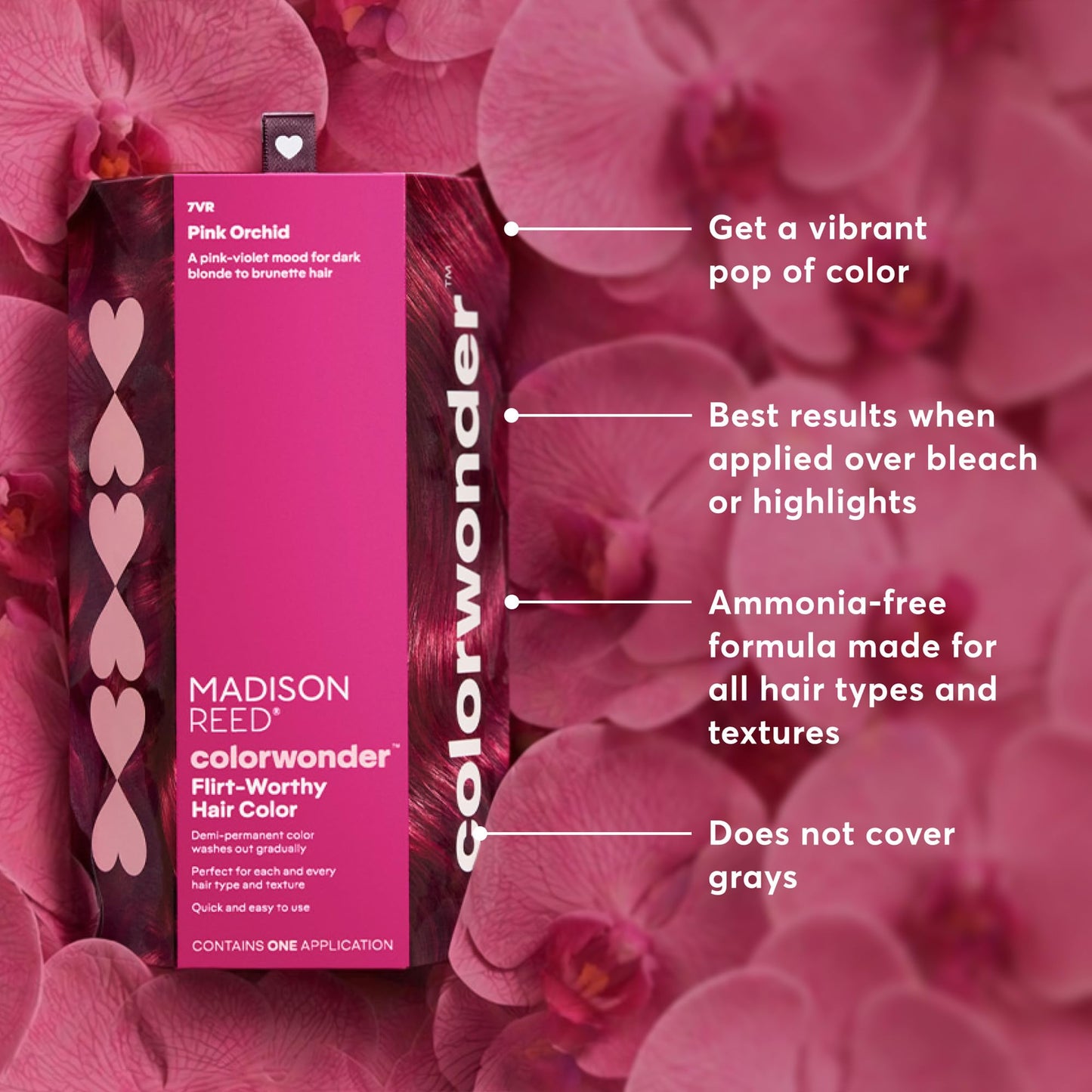 Madison Reed ColorWonder Demi-Permanent Hair Color Kit - 7VR Pink Violet (Pink Orchid) | Bold Pink-Violet Pop, Lasts 25 Washes, Ammonia-Free Beauty & Personal Care Madison Reed