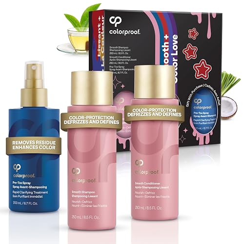 Colorproof Smooth Gift Set - Smooth Shampoo and Conditioner (8.5 Fl. Oz.) with Pre-Tox Spray (6.7 Fl. Oz.) - Color Safe Shampoo and Conditioner Set Beauty & Personal Care ColorProof