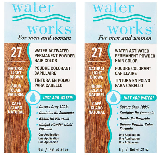 Water Works Permanent Powder Hair Color - #27 Natural Light Brown 0.2 oz. (Pack of 2) Beauty & Personal Care Water Works
