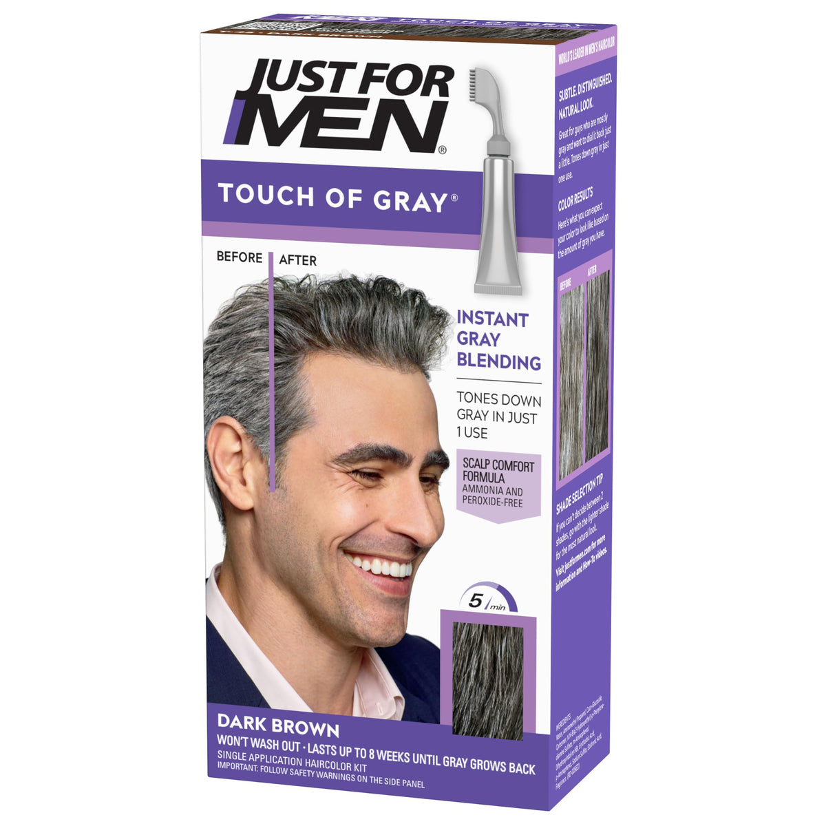 JUST FOR MEN Touch of Gray, Salt & Pepper Look, Dark Brown T-45 (1-Pack)