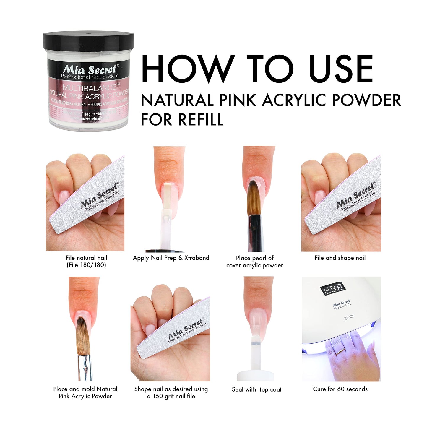 Mia Secret Multibalance Natural Pink Acrylic Nail Powder 1oz Beauty & Personal Care Mia Secret