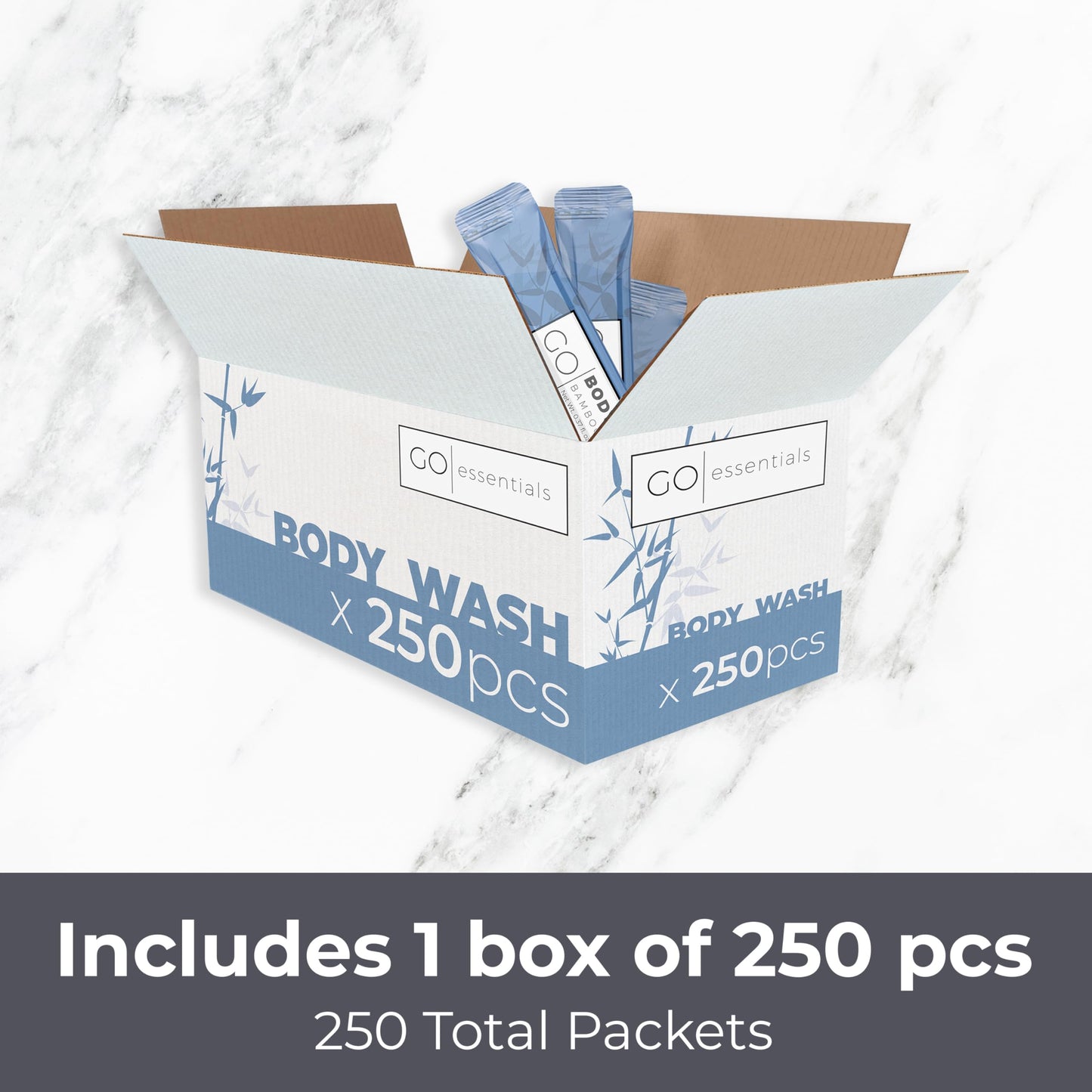 GO Essentials Travel Size Single Use Body Wash Packets - TSA Friendly, Bulk Supplies for Airbnb Essentials, Shelters & Hotels (250 Packets) Beauty & Personal Care Go Essentials