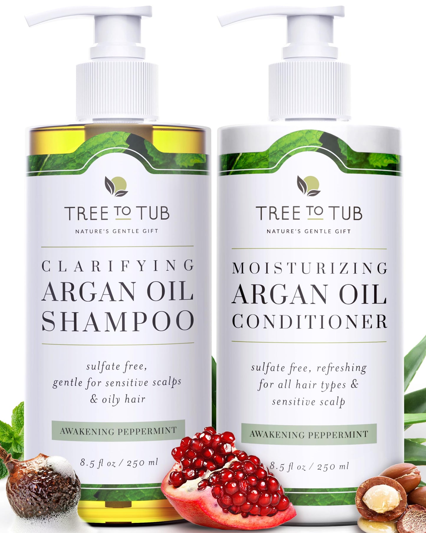 Tree To Tub Sulfate Free Shampoo and Conditioner Set for Oily Hair, Frizz, Sensitive Scalp - Hydrating Argan Oil Shampoo and Conditioner for Women Beauty & Personal Care Tree To Tub
