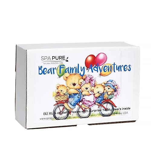Bath Bomb Fizzies with Surprise: 6 Bear Family Toys Inside Bath Bombs, Huge Balls (5 oz) Safe, Great for Bubble Baths, Perfect for Little Girls… Beauty & Personal Care Spa Pure
