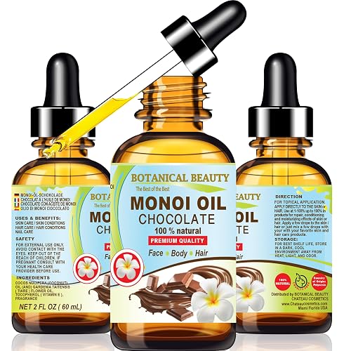 Botanical Beauty MONOI OIL Chocolate. Frangipani flowers in Coconut Oil with Chocolate aroma. 100% Natural Pure for FACE, SKIN, BODY, HAIR, NAILS Beauty & Personal Care Botanical Beauty