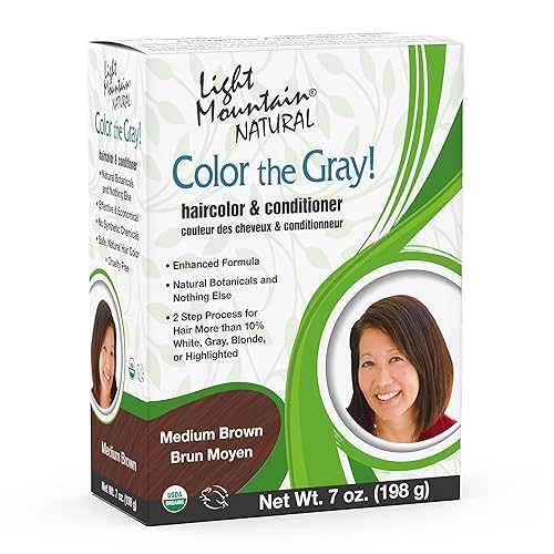 Light Mountain Henna Hair Color & Conditioner, Color the Gray - Medium Brown Hair Dye for Men/Women, Chemical-Free Semi-Permanent Hair Color Beauty & Personal Care LIGHT MOUNTAIN
